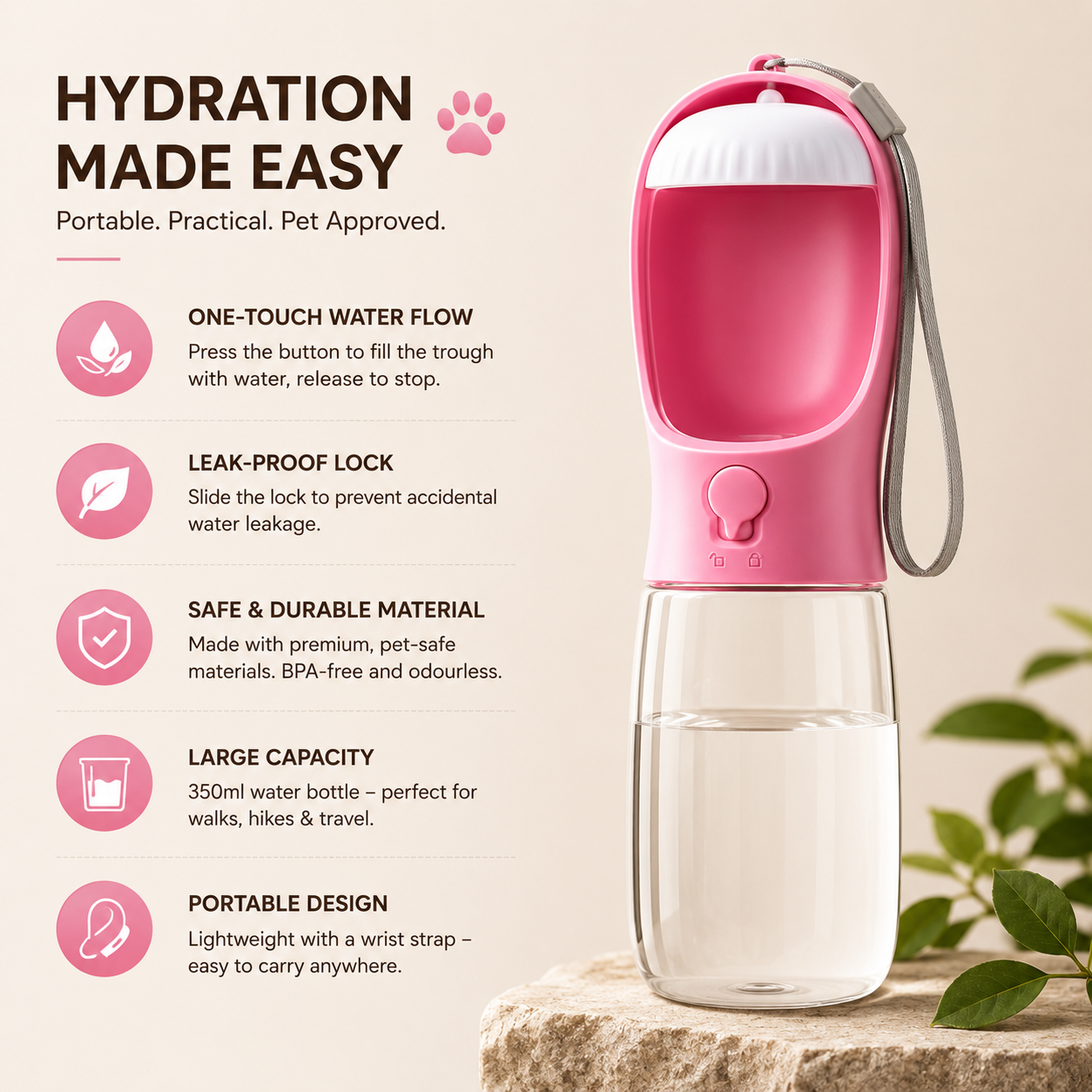 Furlo Pawsip | Dog Water Bottle With Bowl & Food Container
